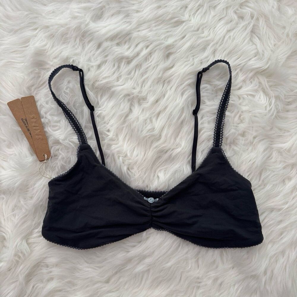 Skims Fits Everybody Picot Skimpy Scoop Bralette Ash Contrast Size Medium